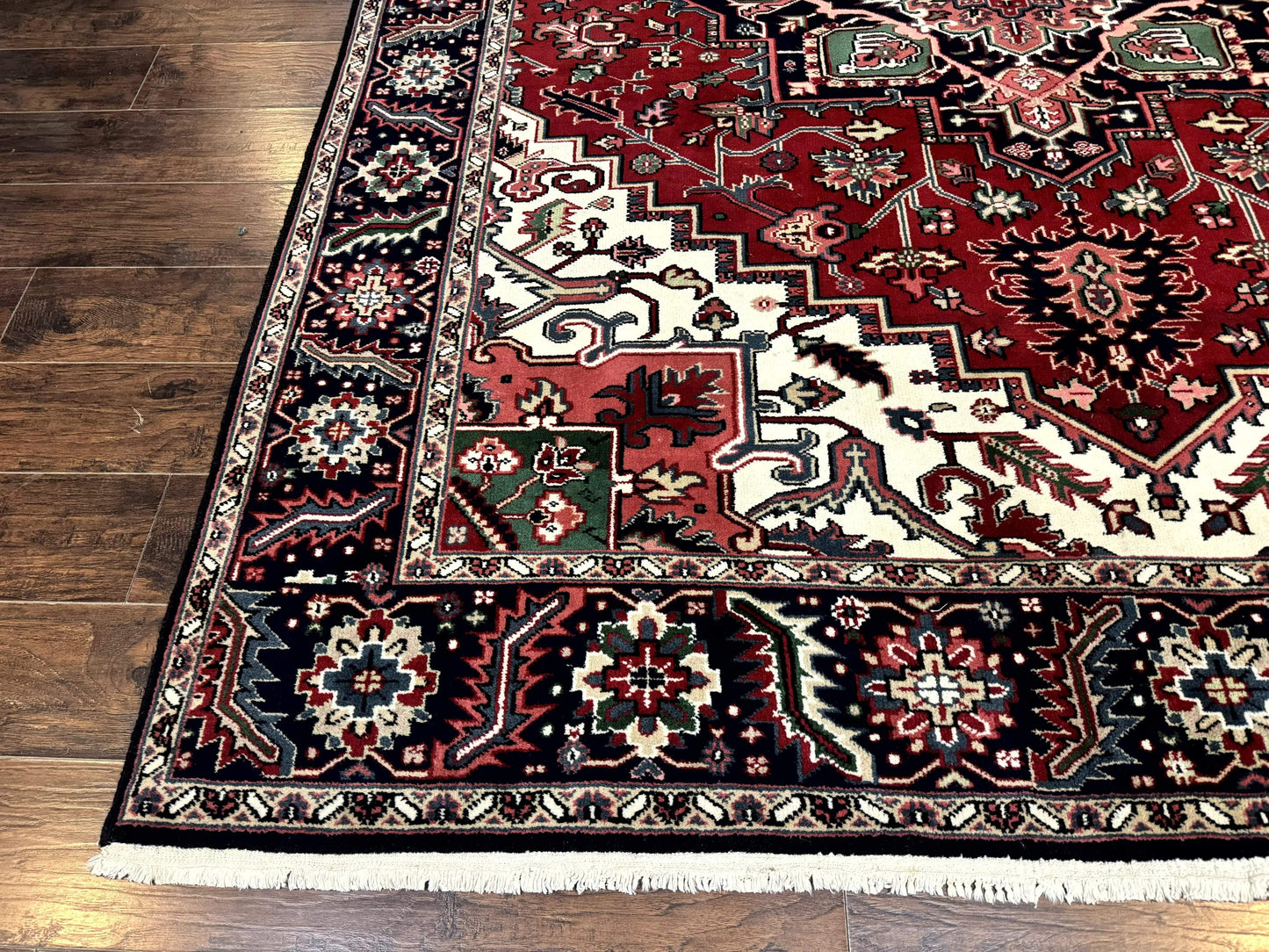 Indo Persian Heriz Rug 8x10 Geometric Medallion Wool Room Size Carpet