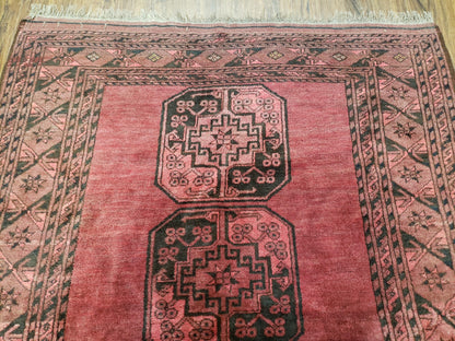 Bukhara Area Rug Hand Knotted Bokhara Bashir 4x6 Red and Black Wool