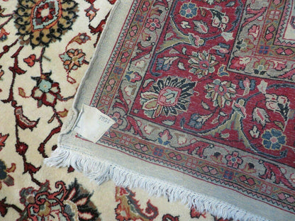 Hand Knotted Wool Rug Vintage Indian Floral Oriental Carpet 7x10