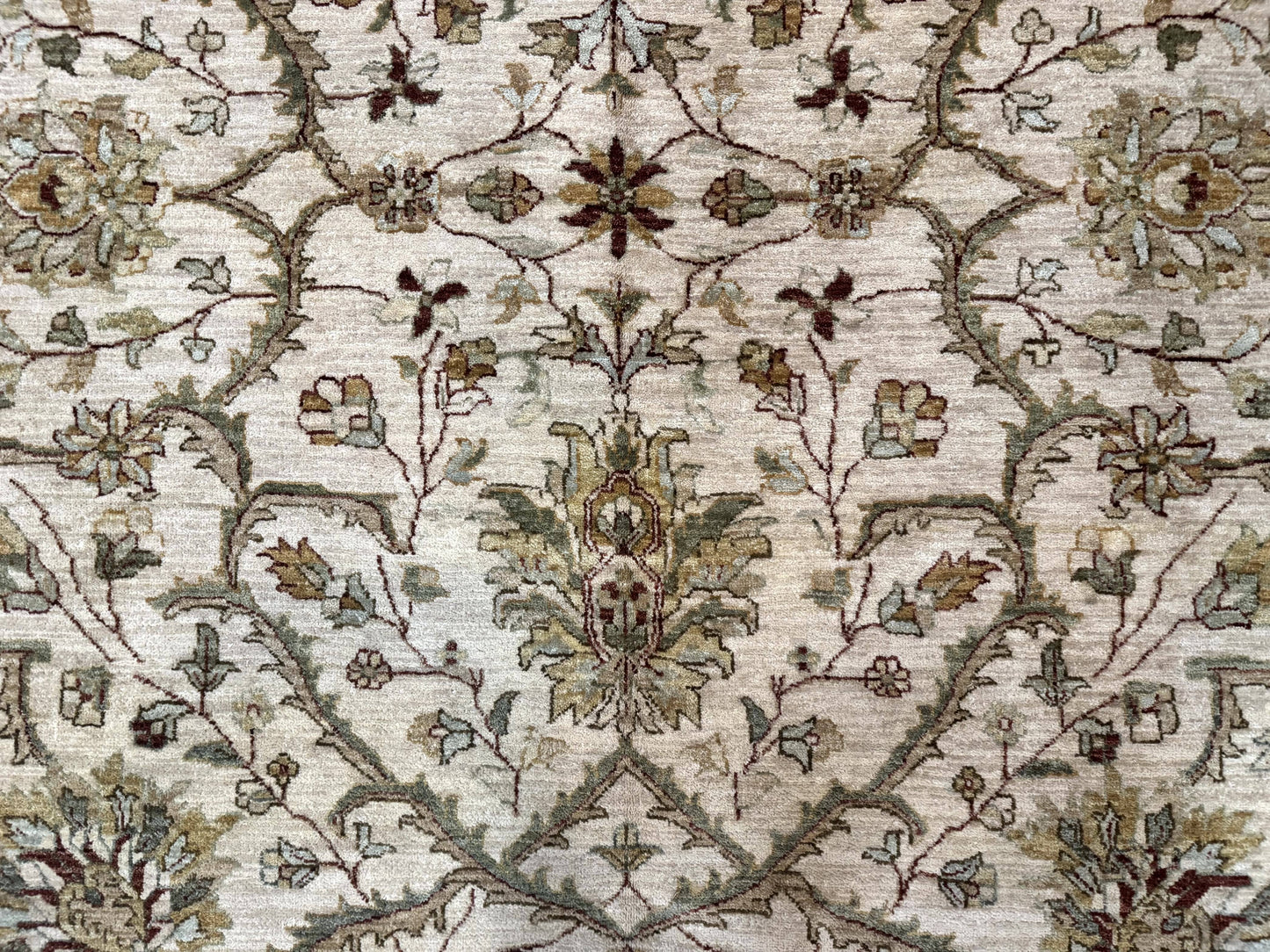 Peshawar Rug Floral Wool 9x12 Hand Knotted Pakistani Carpet Beige And Rust