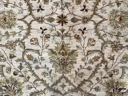 Peshawar Rug Floral Wool 9x12 Hand Knotted Pakistani Carpet Beige And Rust