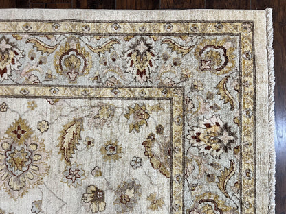 Peshawar Rug 8x10, Oushak Rug, Neutral Colors Hand Knotted Farmhouse Rug