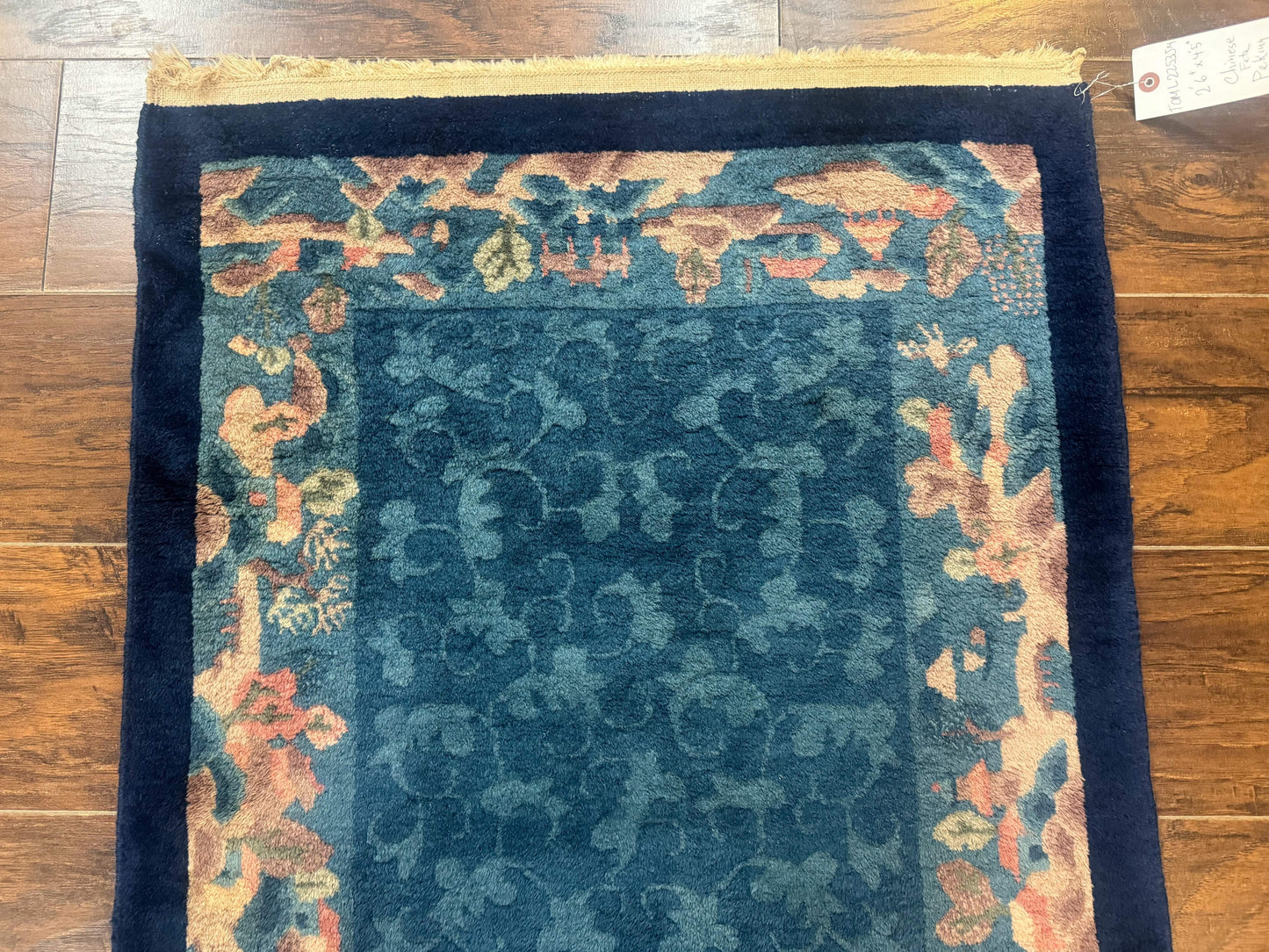 Blue Chinese Wool Rug Hand Knotted Peking Area Rug Semi Antique 2.5 x 4