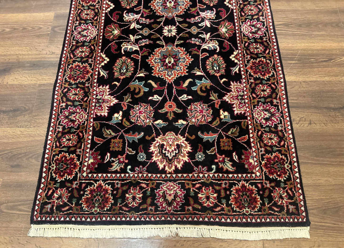 Indo Persian Sarouk Rug 3x5, Black Traditional Oriental Carpet