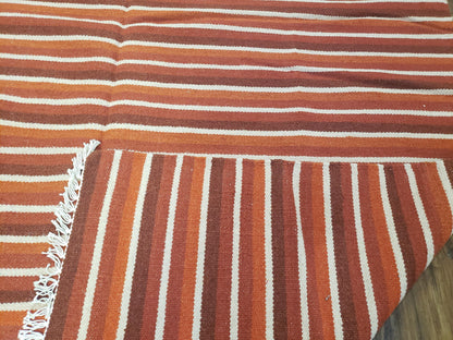 Handmade Wool Kilim Throw Blanket Twin Size Striped Woolen Bedding Decor