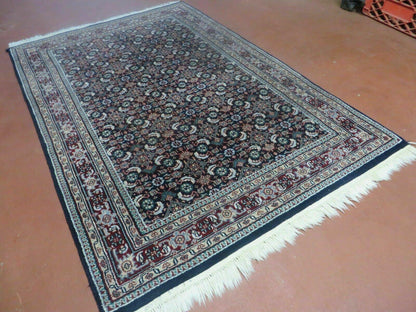 Vintage Handmade Indian Amritsar Wool Rug 4x6 Allover Design Very Good Condition