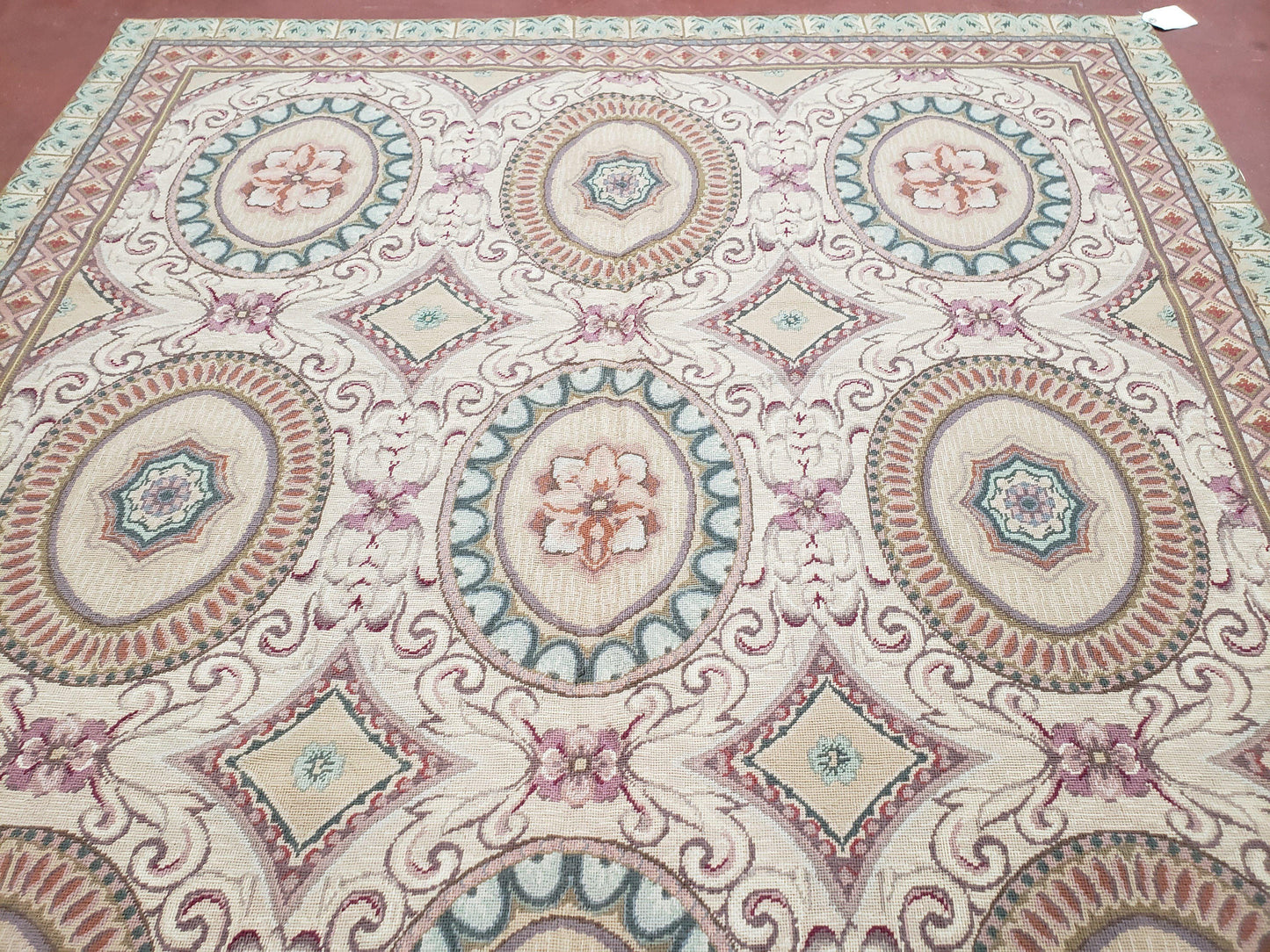 Handmade Needlepoint Rug 6x9 Flatweave Victorian Elegant Living Room Decor