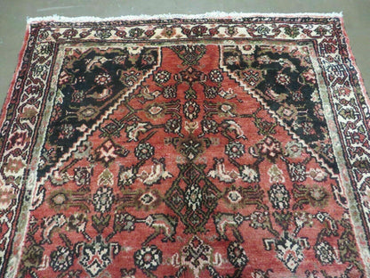Persian Runner Rug 3.8 x 10, Red, Vintage