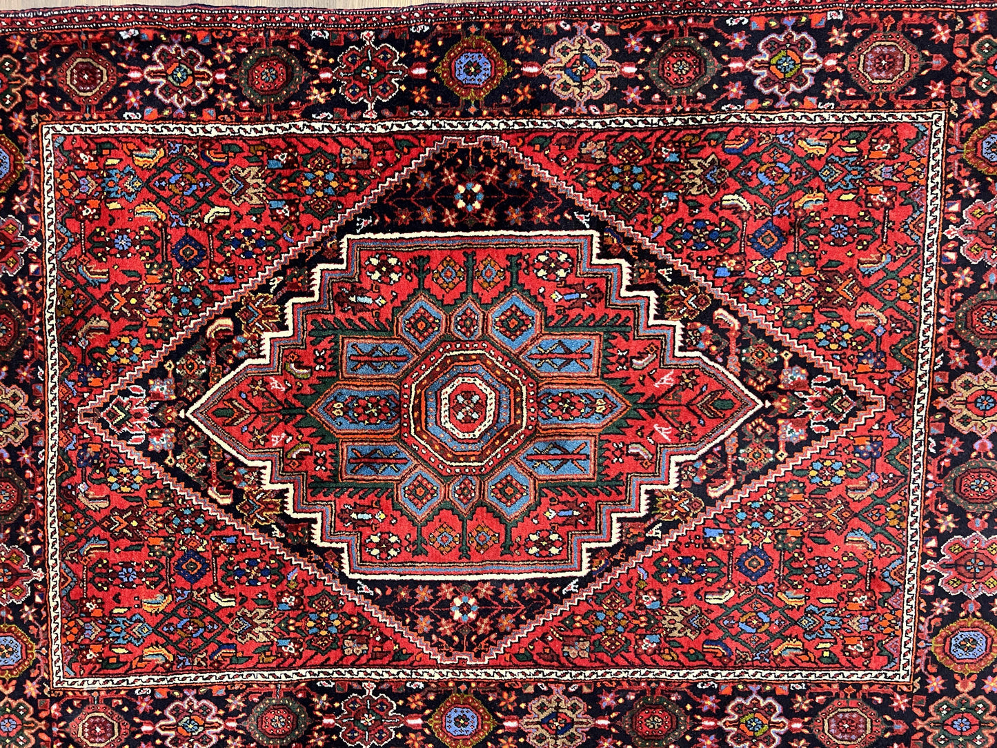 Persian Bidjar Rug 3x5 Ft Hand Knotted Wool Geometric Medallion Tribal Rug