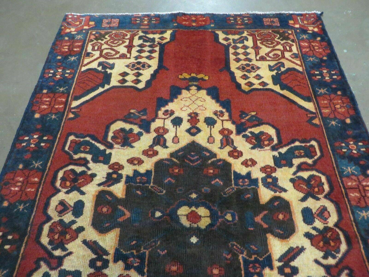 Antique Turkish Wool Rug Handmade 4 By 7 Veg Dye Allover Pattern