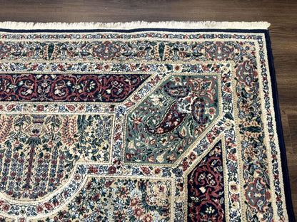 Persian Rug 8x11, Belgium Power Loomed Rug, Kirman Lavar Floral Design, Vintage Rug