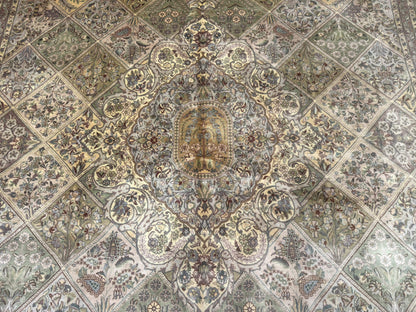 Pak Persian Rug 9x12 Hand Knotted Wool Diamond Panel Design