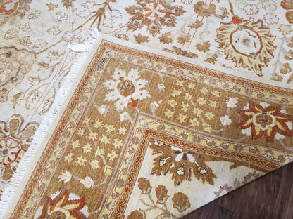 Oushak Rug 8x10 Vintage Hand Knotted Wool Beige Tan Pakistani Peshawar