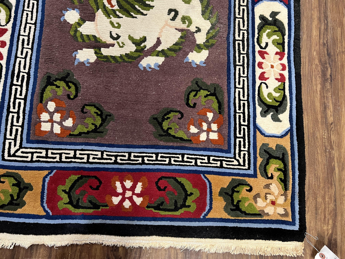 Chinese Art Deco Rug 3x5.5 Hand Knotted Wool With Animal Pictorials Vintage Peking Carpet