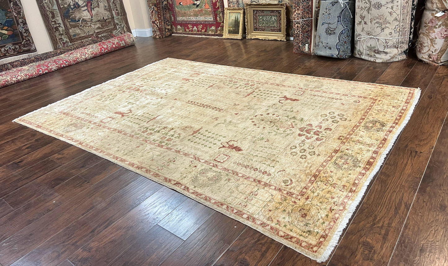 Oushak Rug Handmade Wool Peshawar Carpet For Farmhouse Decor 6x9.6