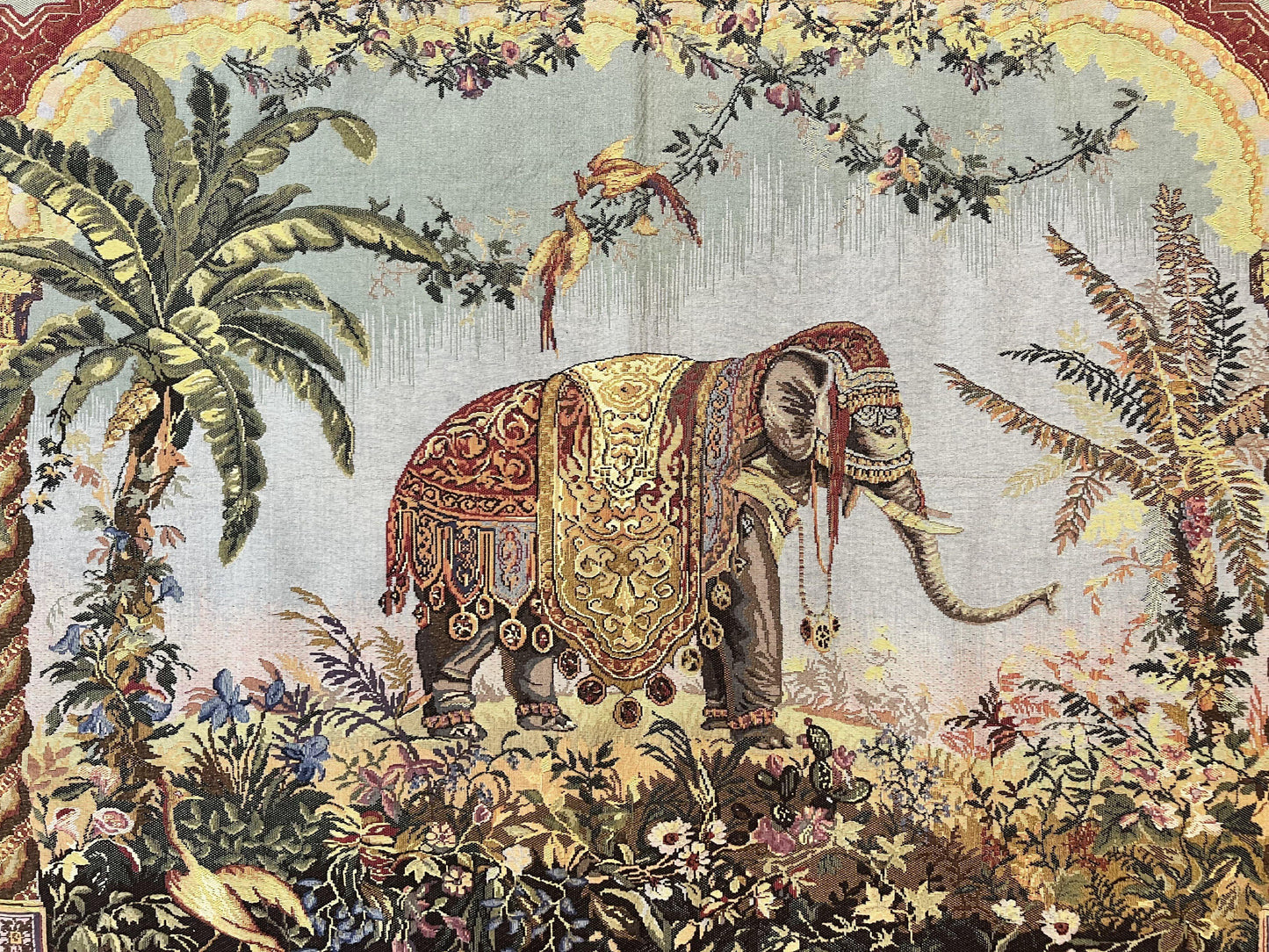 Vintage Tapestry 4 x 5.6, Adorned Elephant Pictorial