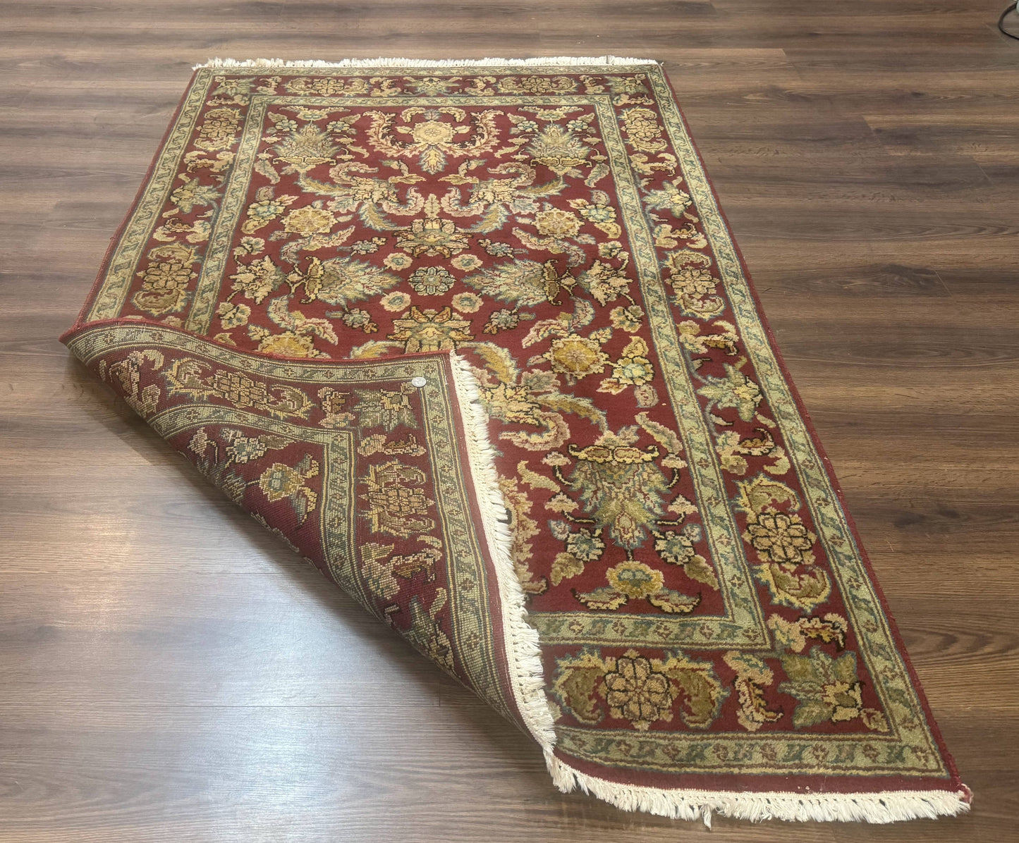 Indo Persian Mahal Rug 4x6, Floral Allover Pattern, Maroon