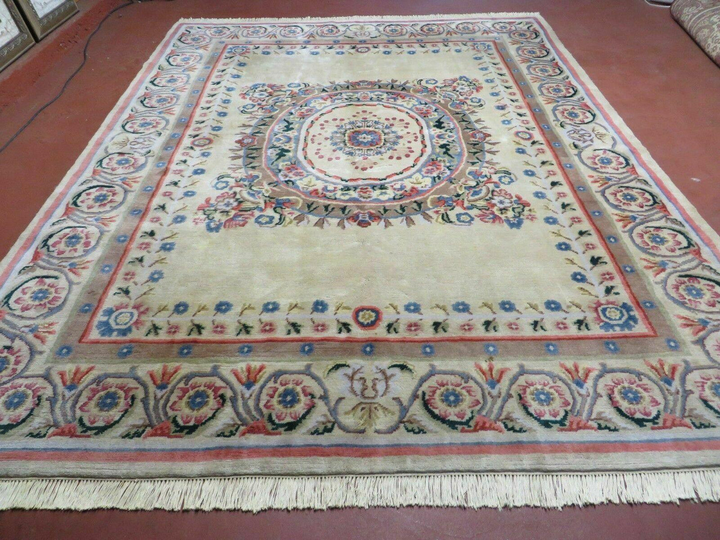 Aubusson Rug Vintage Handmade Wool 8x10