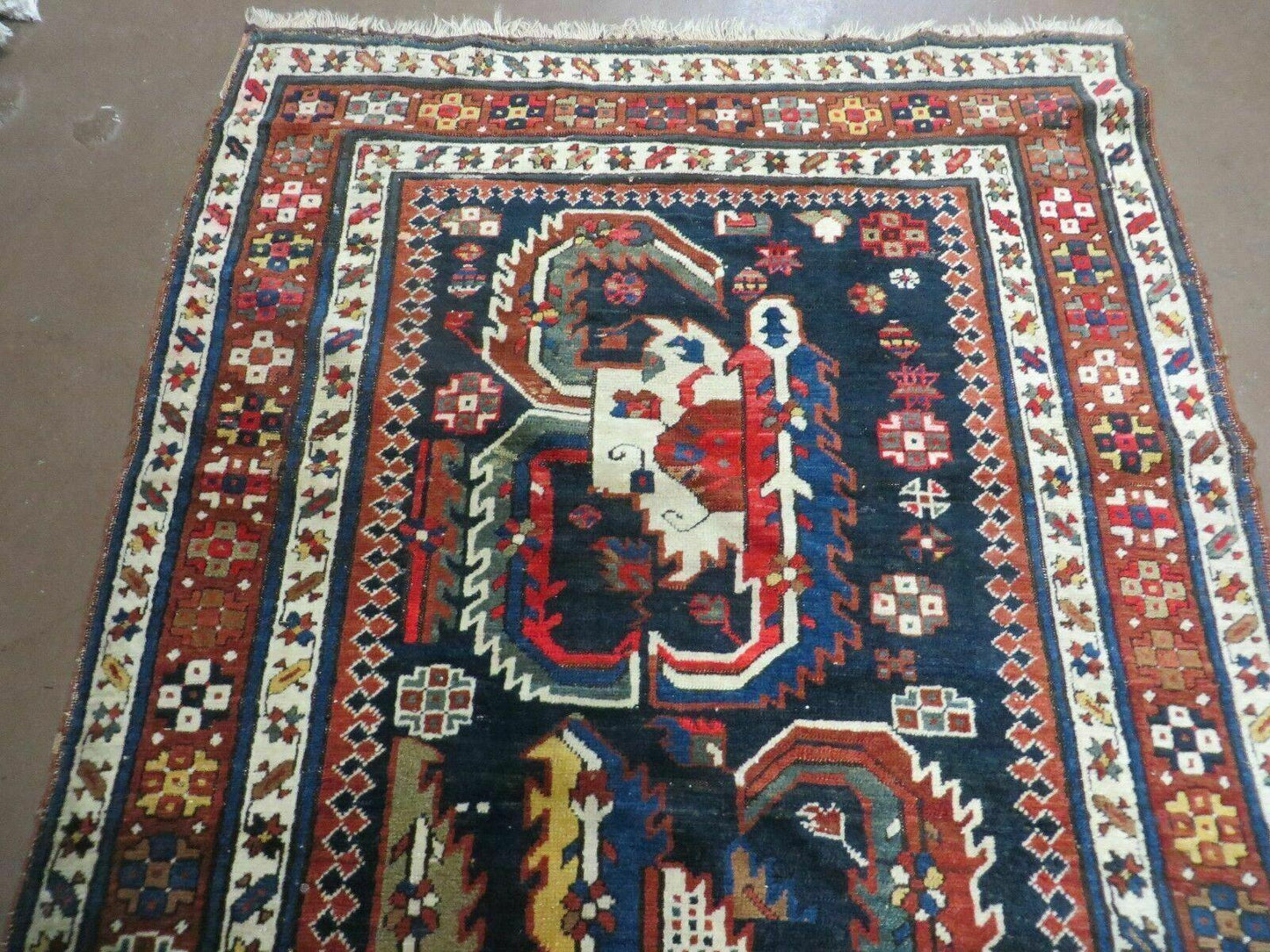 Antique Handmade Caucasian Wool Rug 3 Ft 7 In By 13 Ft 10 In Natural Dyes