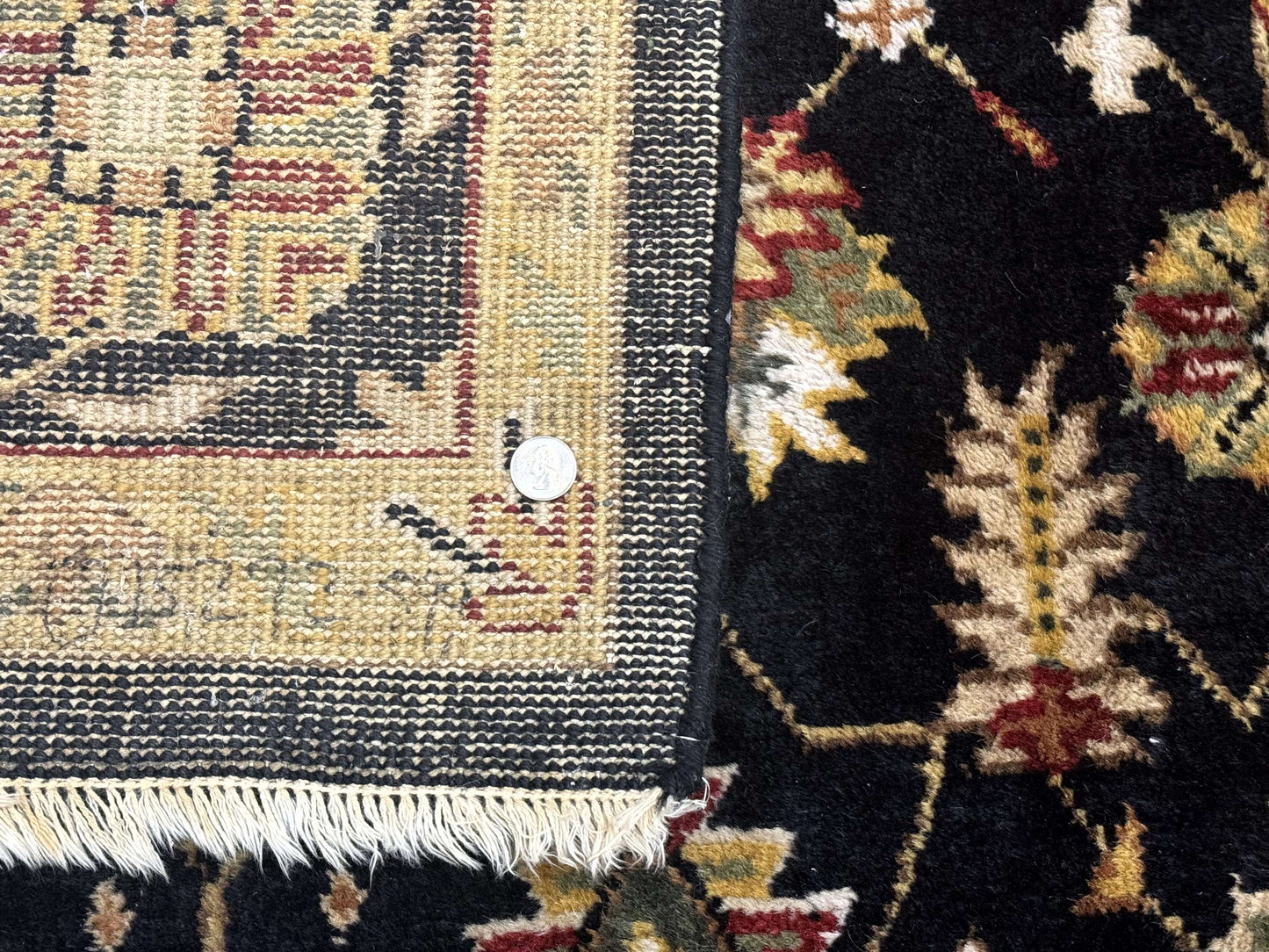 Indo Persian Mahal Rug 8x10 Hand Knotted Wool Oriental Carpet Black and Gold