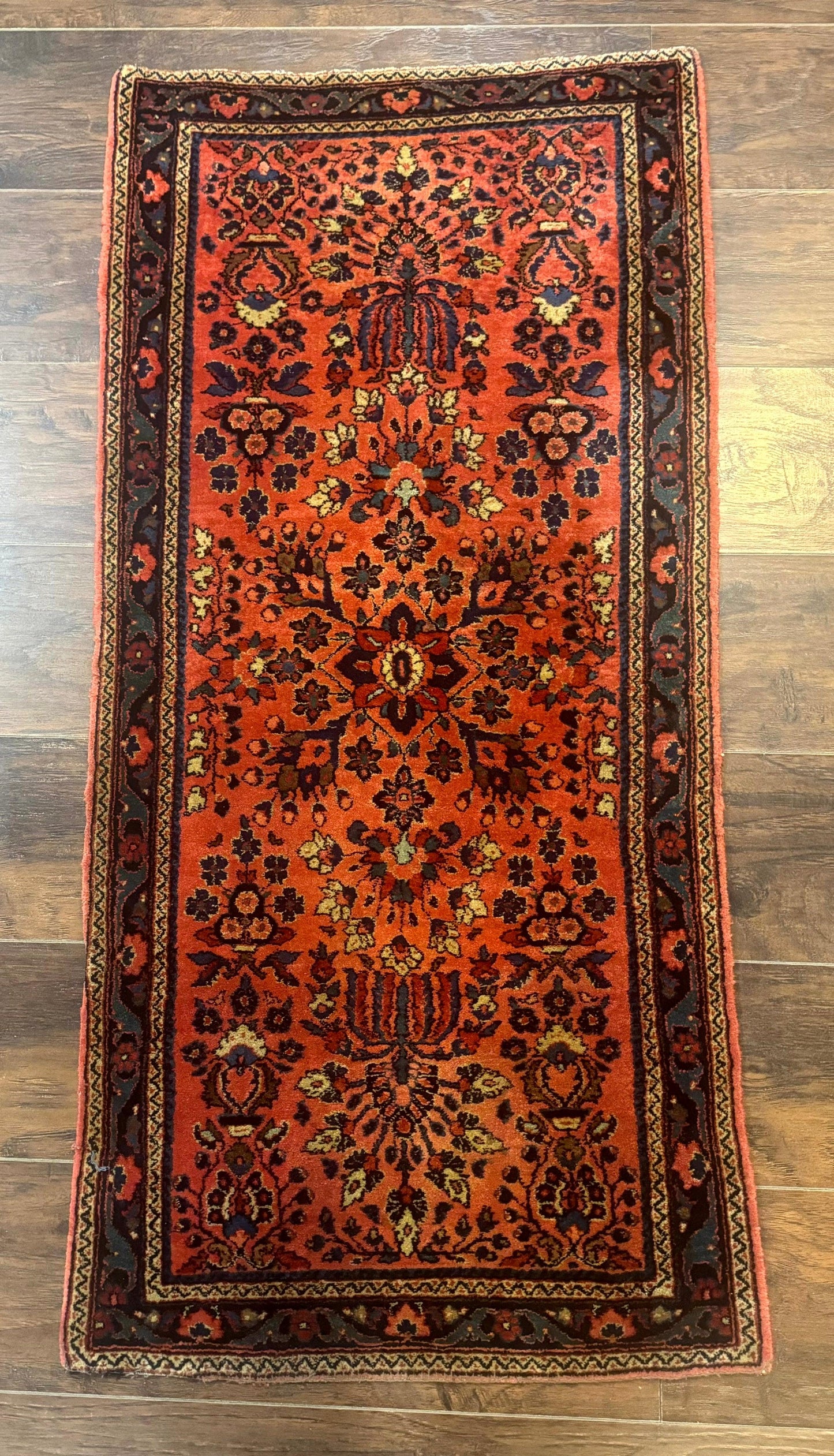 Antique Persian Sarouk Rug 2x4 Hand Knotted Wool Area Rug
