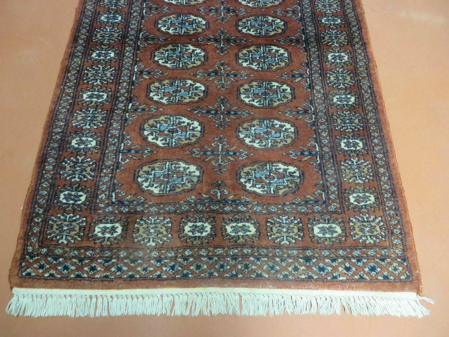 Turkoman Bokhara Wool Rug Vintage Handmade Pakistan 32x49 Fine Weave