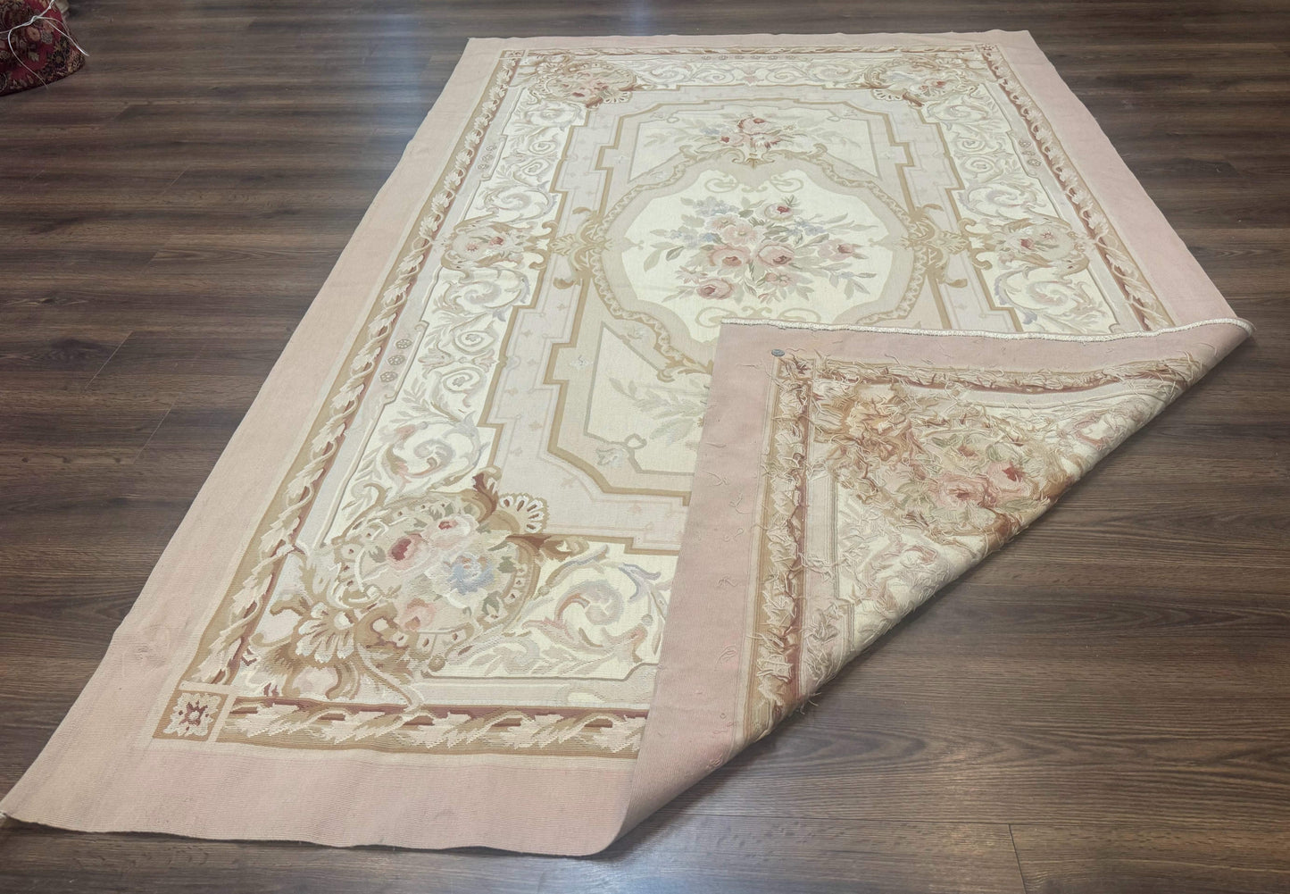Aubusson Rug 6x9 Vintage Handmade Wool Handknotted European Design