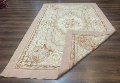 Aubusson Rug 6x9 Vintage Handmade Wool Handknotted European Design