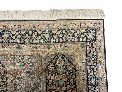 Turkish Silk Rug Vintage Hand Knotted 4x6