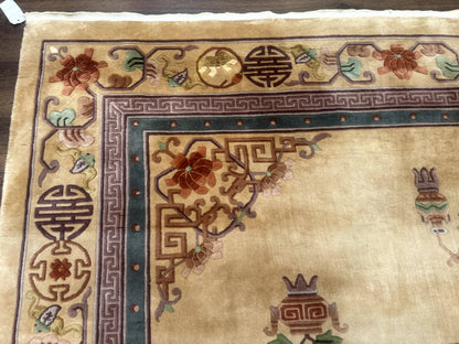 Chinese Wool Rug 90 Line Hand Knotted Vintage Handmade Area Rug