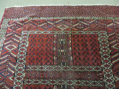 Turkoman Rug 4x5 Ensi Hatchli Tekke Wool Vintage Antique Carpet