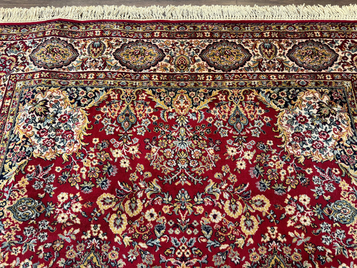 Persian Wool Rug 7x10, Couristan Carpet, Belgium Power Loomed Rug, Red, Floral, Traditional