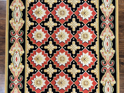 Runner Rug 4x19 Wool Panel Design Hallway Carpet Vintage European Style