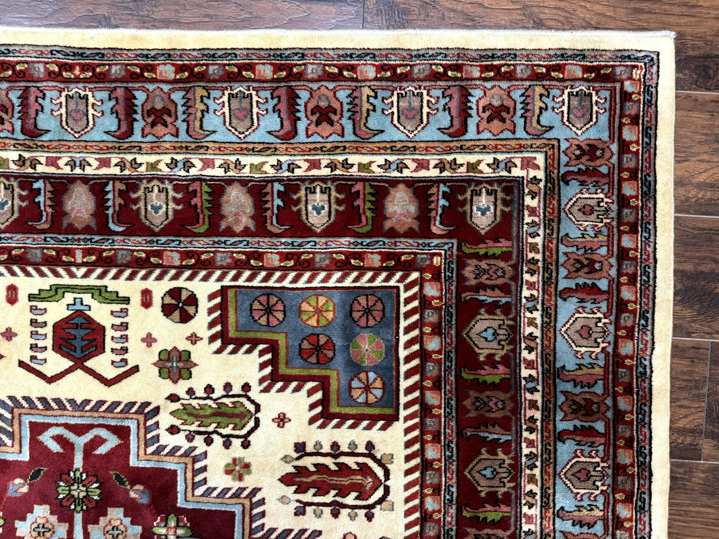 Turkish Kazak Rug 6x9 Hand Knotted Wool Geometric Medallions