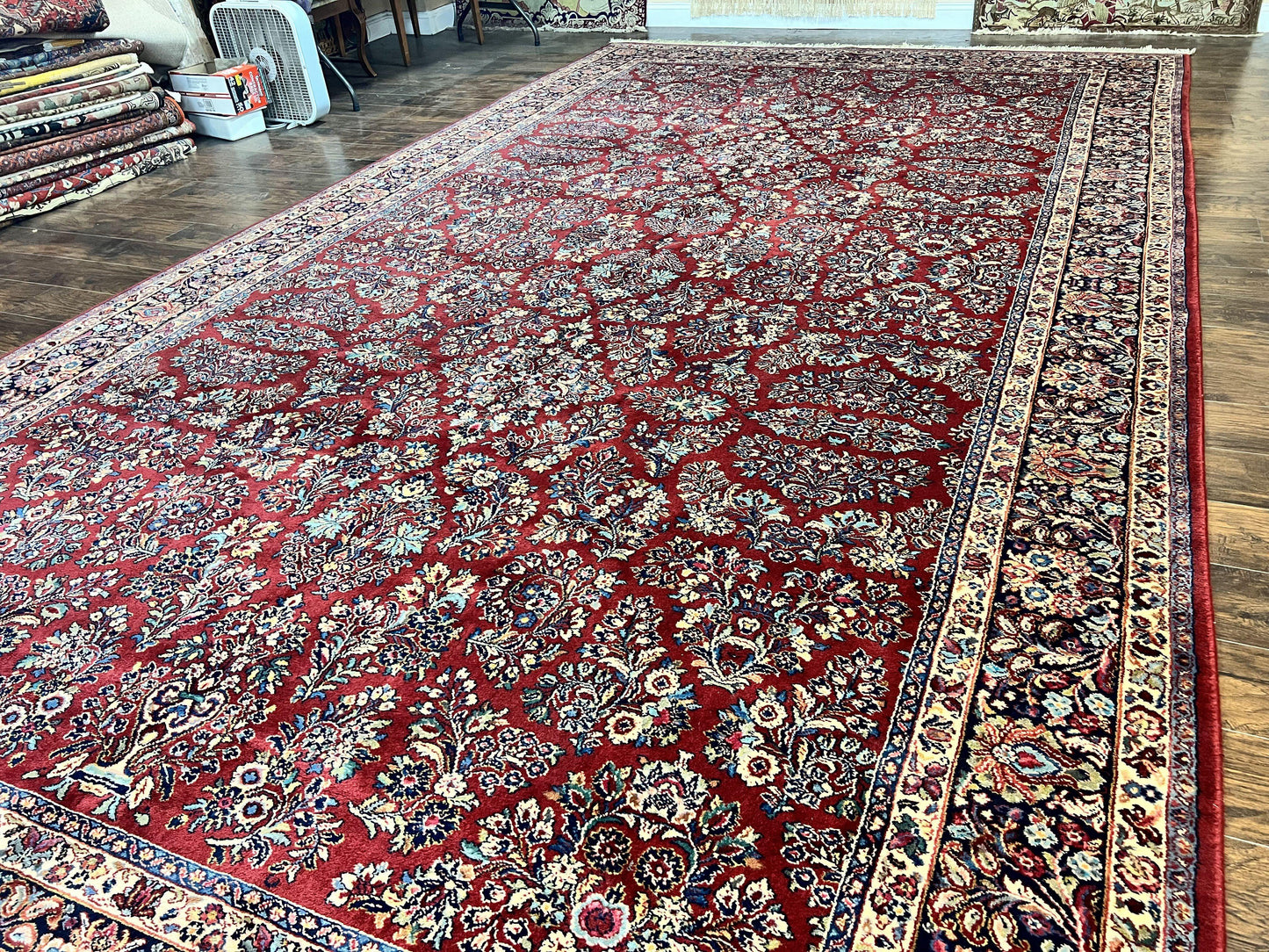 Karastan Rug Red Sarouk 10x18 Wool Carpet Original 700 Series Vintage Large Oriental Rug