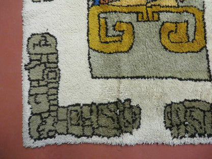 Hand Knotted Wool Rug Vintage Prince Motif Tribal Nomadic Shag 4 By 7