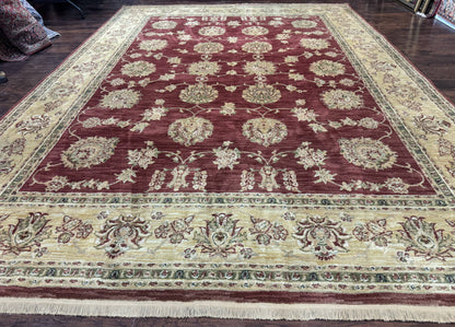 Traditional Wool Oriental Rug 9x13 Power Loomed Burgundy Carpet