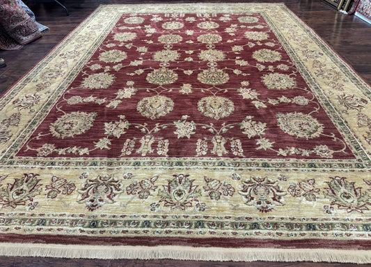Traditional Wool Oriental Rug 9x13 Power Loomed Burgundy Carpet