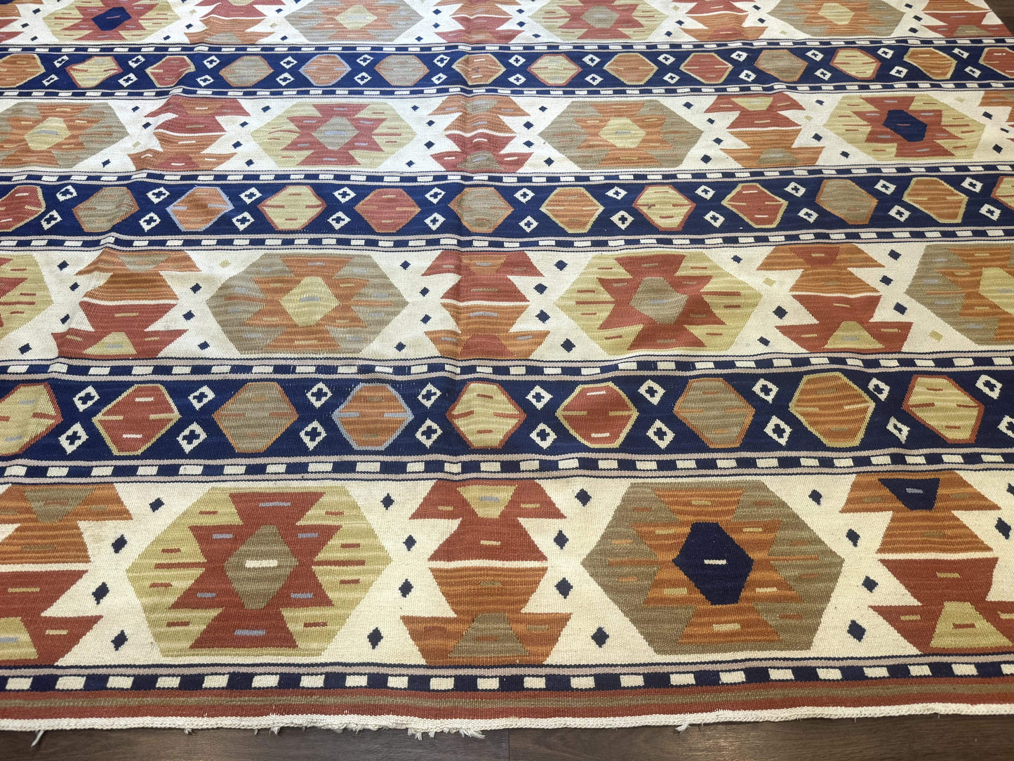 Turkish Kilim Rug 8x11 Handmade Wool Vintage Nourison Area Rug for Living Room