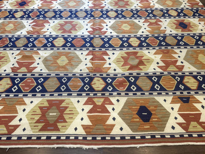 Turkish Kilim Rug 8x11 Handmade Wool Vintage Nourison Area Rug for Living Room