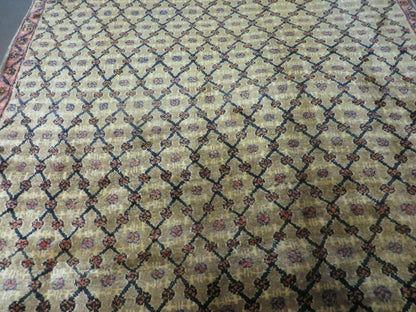 Antique Indian Handmade Wool Rug 4x6 Camel Hair Color 1900s Era