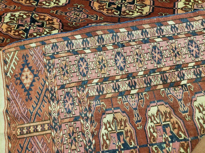 Antique Turkoman Bokhara Rug Balouch Handwoven Wool 47x46 Brick Red