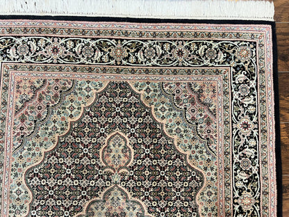 Persian Rug Hand Knotted Wool 4x6 Herati Mahi Vintage Black