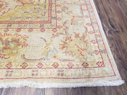 Turkish Oushak Rug Hand Knotted Wool 6x9 Vintage Area Rug