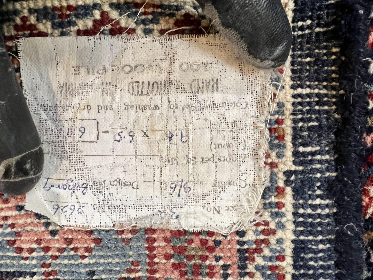 Indo Persian Rug 7x10, Dark Blue and Red Hand Knotted Wool Vintage Oriental Carpet 7 x 10 ft, Handmade Bidjar Rug, Herati Pattern Indian Rug