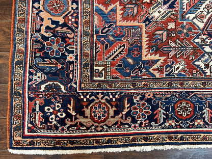 Antique Persian Heriz Rug – 11x16 Palace Size, Geometric Medallion, 1920s