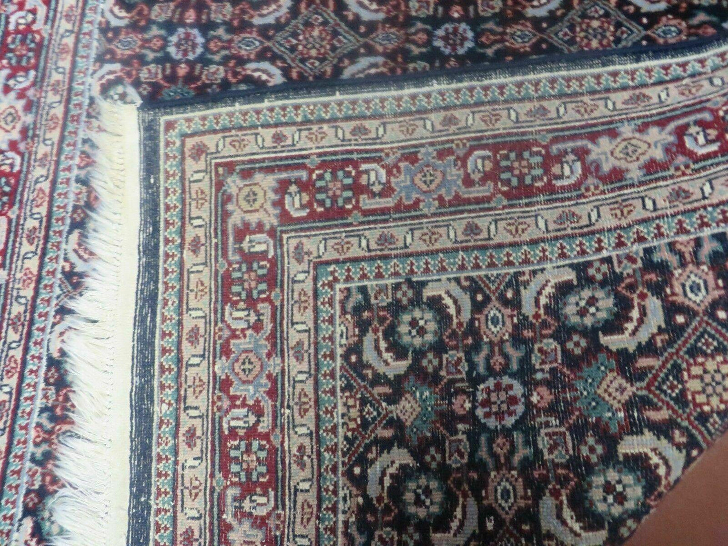 Vintage Handmade Indian Amritsar Wool Rug 4x6 Allover Design Very Good Condition