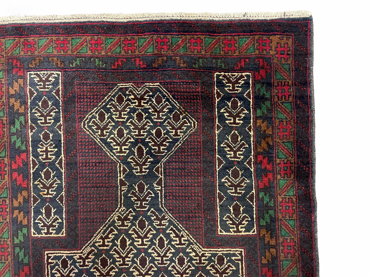 New Vintage Handmade Wool Balouch Turkoman Prayer Rug 3x5 Veggie Dyes