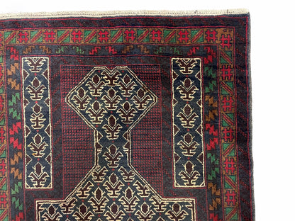 New Vintage Handmade Wool Balouch Turkoman Prayer Rug 3x5 Veggie Dyes