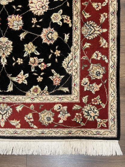 Pak Persian Rug 3x5, Black and Red, Floral Allover, Vintage Hand Knotted Wool Oriental Carpet, Pakistani Rug, Small Handmade Area Rug 3 x 5